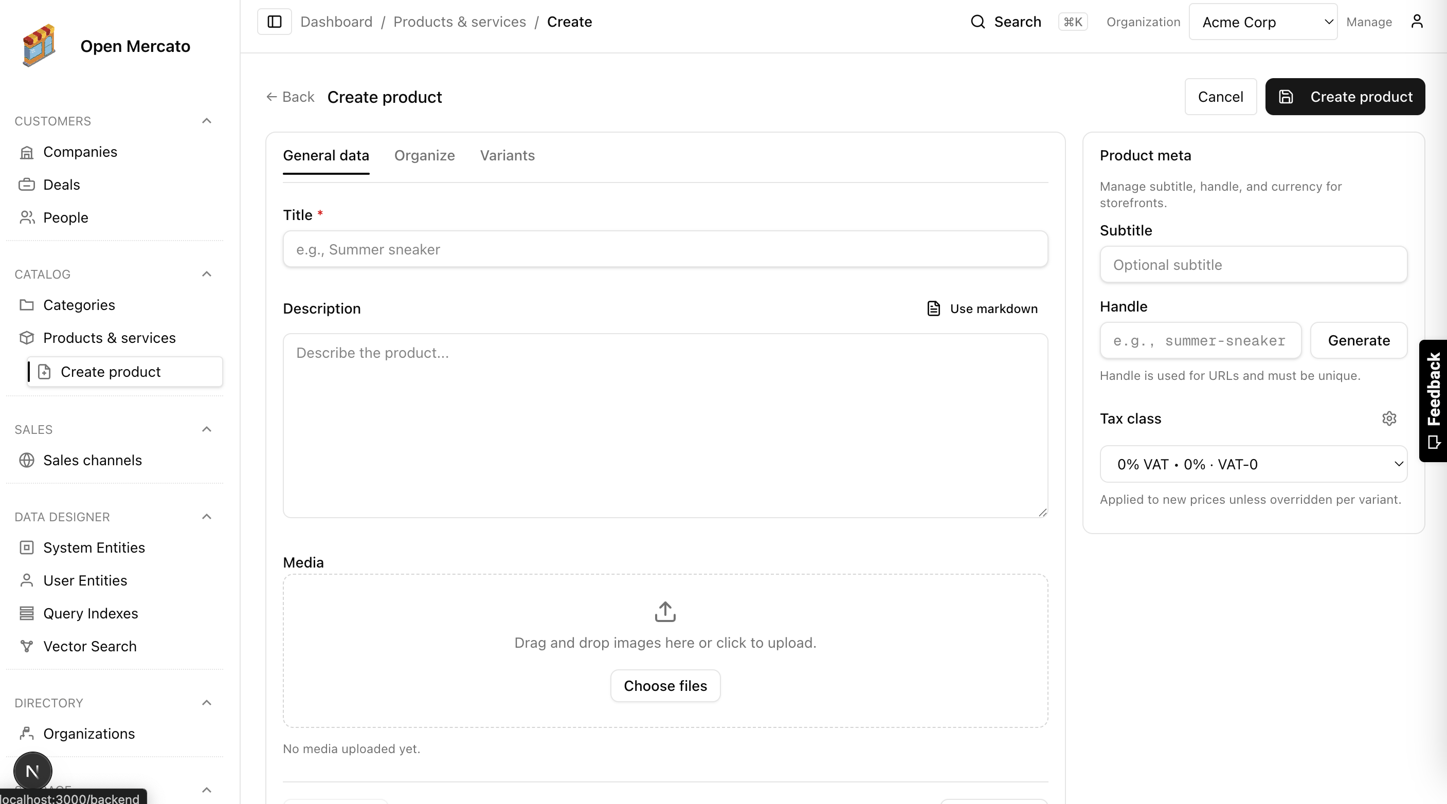 Product general data