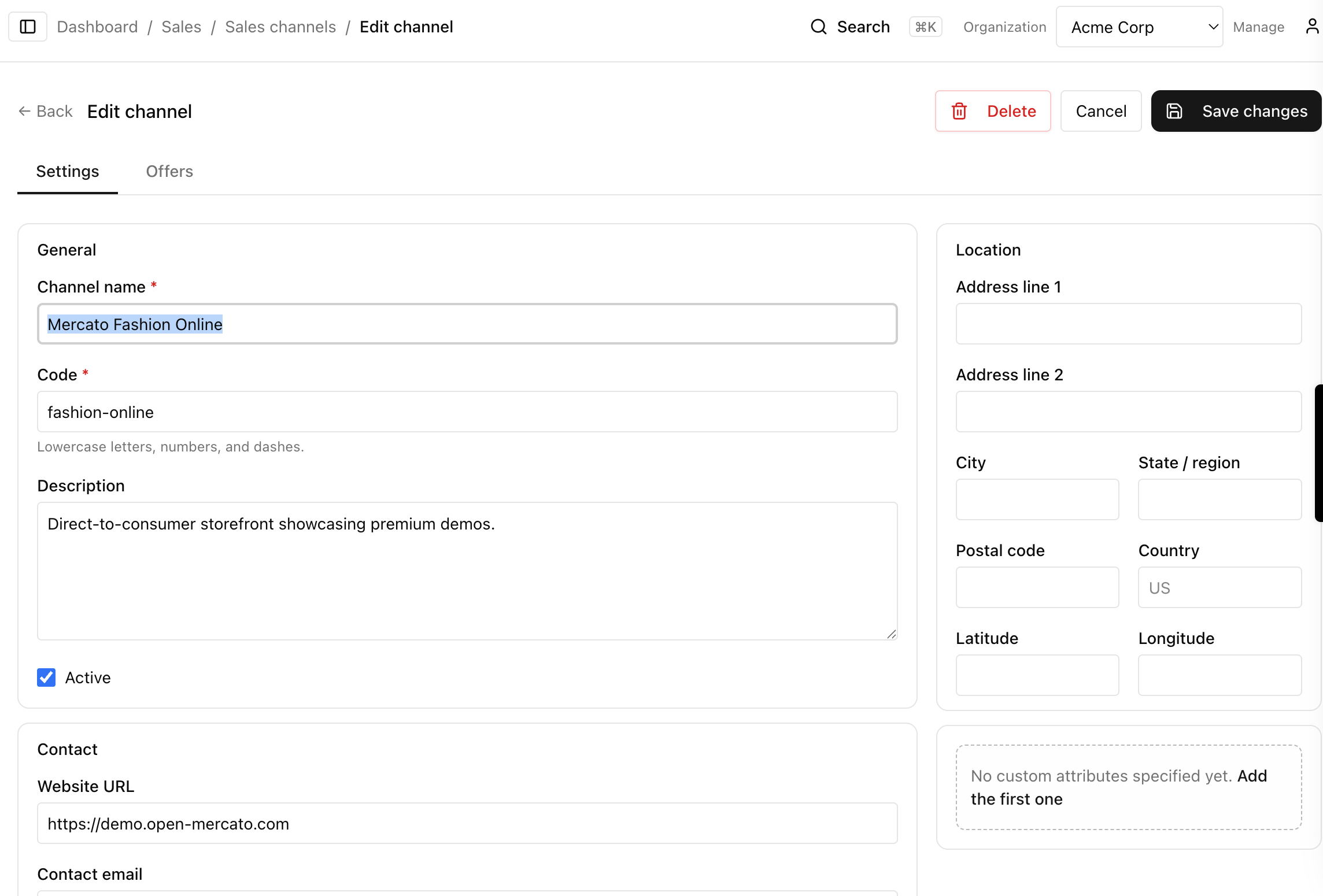 Edit channel settings