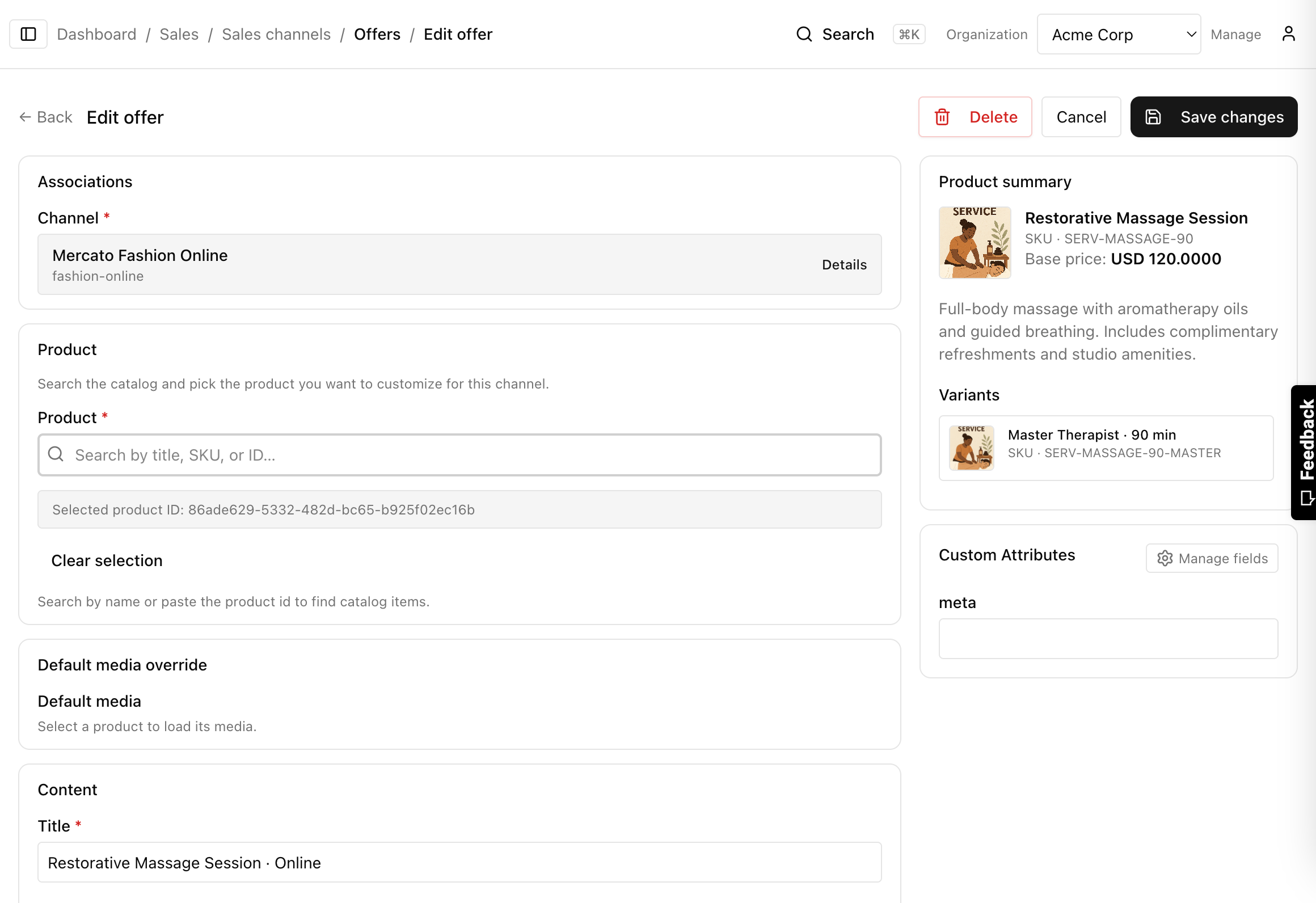 Editing a channel offer