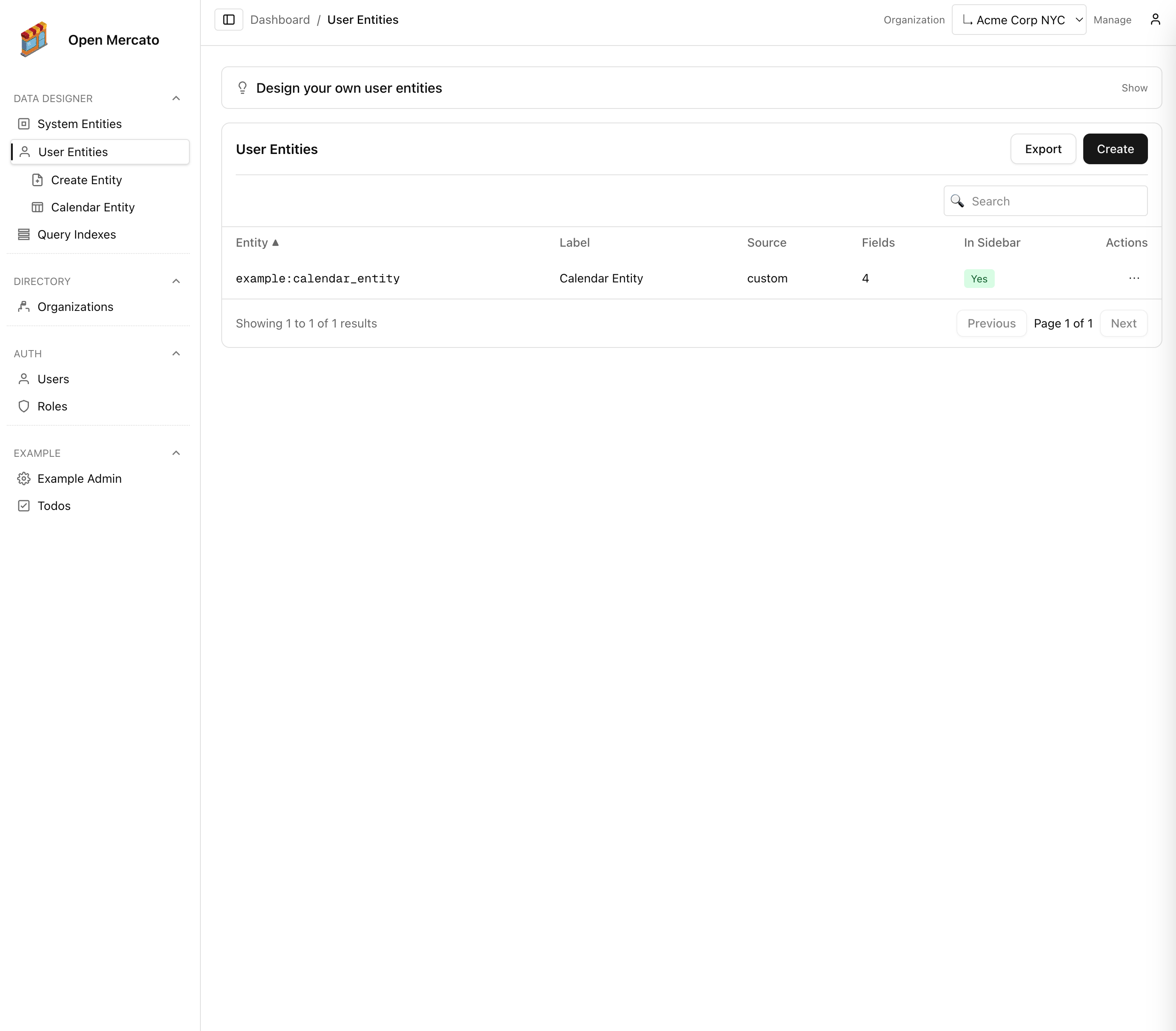 User entities overview