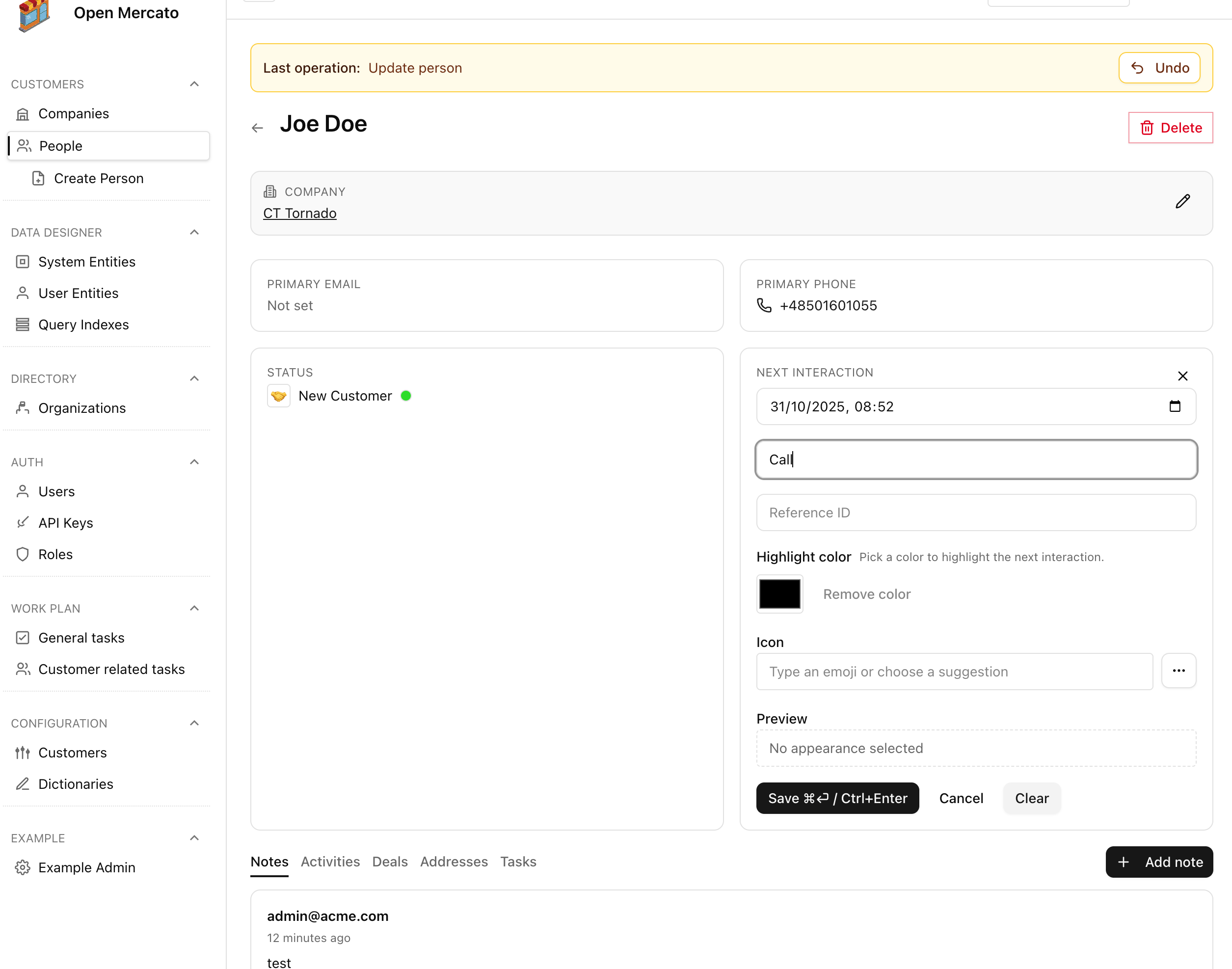 Editing next interaction